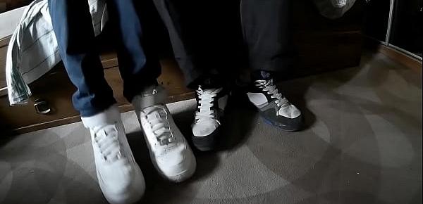  Sneakers, socks and bare feet classic feetjob